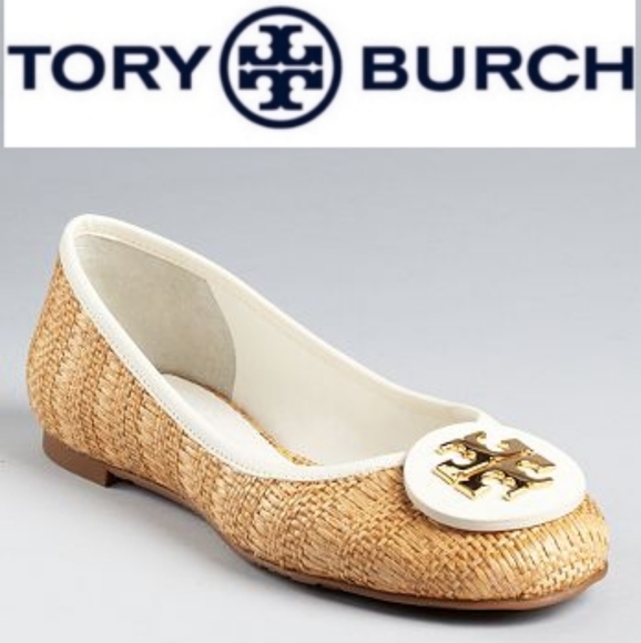 Tory Burch Shoes - TORY BURCH Straw Raffia Reva Flats EUC